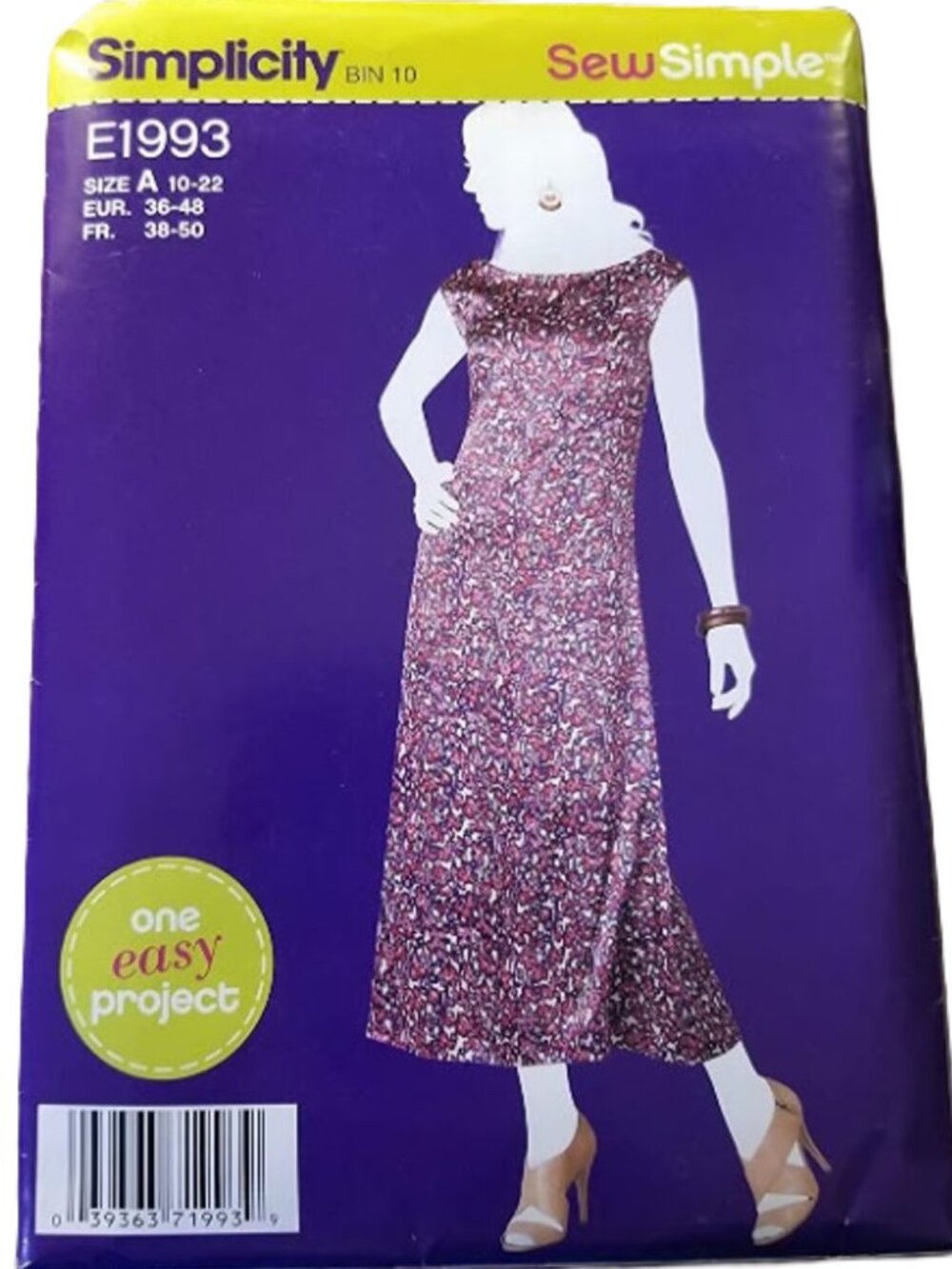 Simplicity E1993 Sew Simple Pullover Dress Pattern Misses Sizes 10-22